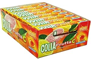 Golia Frutta C, Caramelle Dure Ripiene Gusto Agrumi, Senza Zucchero e Senza Glutine, con Vitamina C, Confezione da 24 Roll