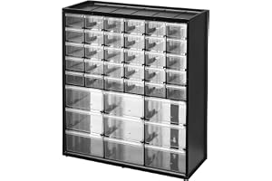 BLACK+DECKER Stanley 1-93-981 Förvaringsbox med 39 Fack, Flerfärgad | Robust plastskåp med 30 små och 9 stora fack. Perfekt för verktyg, säkringar och monteringstillbehör