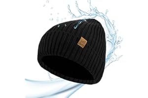 ACUSHLA Wasserdichte, winddichte Mütze mit Manschette – dicke Fleece-gefütterte Strickmütze für Damen und Herren, warme Uhrenkappe für kaltes Wetter