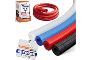SCHLAUCHLAND 1m SILIKON-SCHLAUCH PROTEX Ø 8x15mm rot 180°C | METERWARE AUSWAHL | Silikonschlauch Universal Schlauch Luft Wasser Silikon Gewebe-Mantel verstärkt Gummi Lebensmittel-tauglich FDA Getränke