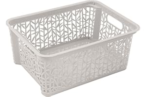 BranQ Home essential uniwersalny, wielofunkcyjny, składany kosz do przechowywania z bambusa, tworzywo sztuczne bez BPA, rozmiar M – 5,4 l, 1 szt., kremowy