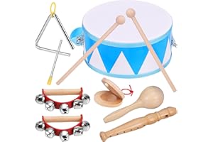 Zourglow Strumenti Musicali Bambini, Giocattoli Musicali Montessori con Maracas Tamburo, Percussioni in Legno per Ragazzi Ragazze 1 2 3+, Educativi Interattivo Regalo di Natale e Compleanno