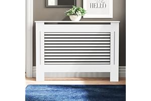 FATIVO Copritermosifone in Legno Moderno Bianco: Copri Termosifone Altezza interna 90 cm Copricalorifero Copertura Termosifone in MDF Copriradiatore Design Mensola Soggiorno - Taglia Media