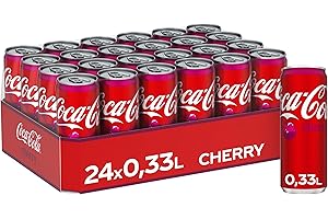 ‎COCA-COLA Coca-Cola Cherry - fruchtiges Erfrischungsgetränk mit Kirsch-Geschmack - koffeinhaltiger Softdrink in Einweg Dosen (24 x 330 ml)