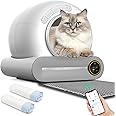 Self Cleaning Cat Litter Tray, Tuya Smart Automatic Cat Litter Box, 65L Extra-Large Capacity, Odor Control, APP Control, Safety Protection Robot Litter Box for Multiple Cats with Cat Litter Mat