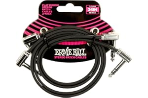 Ernie Ball 24" Flat Ribbon Stereo Patch Cable 2-Pack - Black
