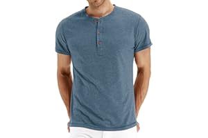 Hisir Henley koszulka męska, na lato, klasyczna, bawełniana, z krótkim rękawem, guziki, na co dzień, dla mężczyzn