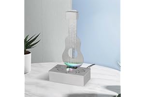 Weejian Innenraum Tischplatte Regentropfen Brunnen mit Lichtern, 304 Edelstahl Gitarrenförmige Desktop Meditation Brunnen für Home Office Décor, entspannende Wasserfunktion Luftreiniger Geschenk