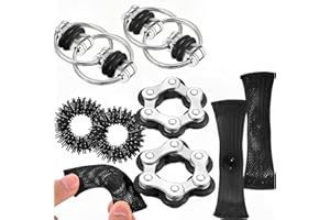 XPEX 8 Pièces Fidget Toys Set, Fidget Toys Anti Stress,Tdah Enfant Outils, Fidgets Anti Stress pour Adultes, Enfants, Tdah, Autisme (Noir) (Noir)