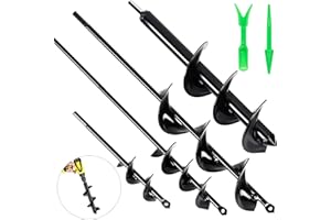Meff-Mluk Auger Drill Bit Set of 4, Garden Auger Spiral Drill Bit for Planting Bulbs Flowers Planting Auger for Drill Post Hole Digger, Garden Bulb Planter Tools 4x22cm 4x42cm 7x42cm 8x30cm