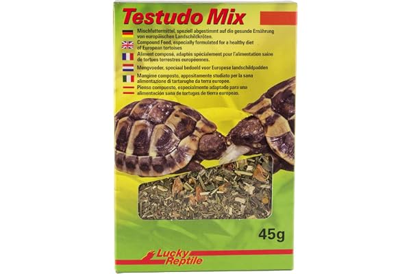 Lucky Reptile Testudo Mix 45g - Nourriture pour Tortues terrestres avec Fleurs séchées & Herbes - Riche en Fibres & minéraux - Nourriture pour Tortues terrestres européennes