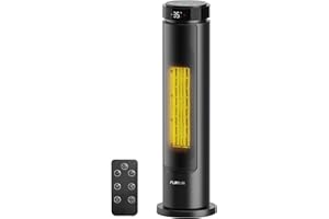 FLANUR Heizlüfter Energiesparend, 2000W PTC Keramik Heizlüfter Leise, 60cm Elektroheizung mit Thermostat & Fernbedienung, ECO Modus, 70° Oszillation, 12h Timer, Überhitzungs-Kippschut (Black, 1Pack)