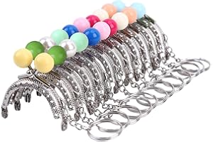 PRETTYLE 10 Pz Chiusure a Scatto per Portamonete Fatto a Mano Fai-da-Te Chiusura a Bacio per Borsa Telaio Portamonete Chiusura Cornici Borsa in Metallo Kiss Clasp Locks con Perle Acriliche, 5cm