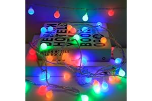 KOBOKO Łańcuch świetlny w kształcie kuli, 3 m, 20 diod LED, do użytku wewnątrz i na zewnątrz, na baterie, dekoracyjne światła do pokoju dziecięcego, na balkon, taras, do ogrodu, na imprezy, Boże