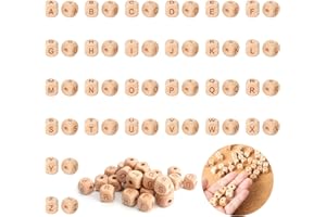 KAISOIL 52 PCS Lettera Di Legno Perline Quadrati Di Legno Naturale Perline Di Alfabeto 12mm Cubo Lettera Perline Per Il Capretto Creativo Fai Da Te Decorazione Del Mestiere