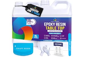 CRAFT RESIN 4L Bordsskive Epoxiharts Kit – 1:1-Blandning, Kristallklart och Högblankt, UV-Beständigt, Självutjämnande Epoxiharts för Bänkskivor, DIY-Gjutning samt Trä- och Konstbeläggninga