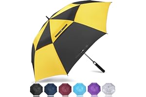 ZOMAKE Ombrello da Golf Grande 172cm - Automatico Ombrelli Pioggia Grandi Resistente Antivento Con Doppio Baldacchino - Extra Large Umbrella Per Uomo Donna(Giallo/Nero)