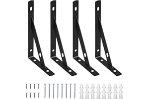 JOI WORLD Shelf Brackets - 4 Pcs 8 Inch Premium Bracket Set for Wall Shelf - Durable and Reliable Floating Shelf Bracket - Easy to Install Wall Bracket for Shelf – Ideal for Creating Additional Space