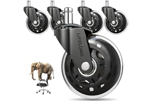 LIFELONG Ruedas para sillas de oficina Ruedas para sillas de goma de repuesto para pisos de madera dura y alfombras, juego de 5, para reemplazar tapetes para sillas de oficina, 11x22mm (NO para 1KEA)