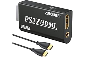 AUTOUTLET PS2 zu HDMI Konverter, PS2 auf HDMI Adapter Konverter mit 3,5 mm Kopfhörer Audioausgang und 1,5M HDMI Kabel, PS2 HDMI Kabel Video-Audio-Adapterkabel für PS2 HDTV Monitor Projektor