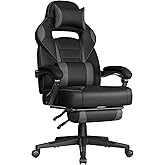 SONGMICS Office Chair, Ergonomic, Telescopic Footrest, 150 kg | Gaming Chair, Adjustable Backrest, Headrest and Lumbar Suppor