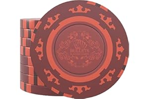 Bullets Playing Cards, 25 Clay żetony do pokera Corrado do zestawu do pokera, bez wartości, 14 g, średnica 4 cm, kolor czerwony