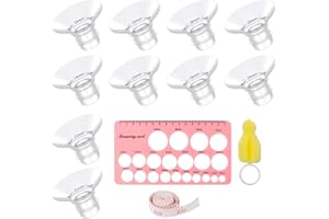 EOAMGO Breast Pump Flange Inserts Set – 10pcs Replacement Silicone Cushions in 5 Sizes + Cleaning Brush & Ruler – Soft, BPA-Free Compatible Pump Parts for Better Fit & Comfort (14/16/18/20/22mm)