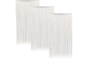 Fajoeda 1 x 2M Lametta Vorhang Weiß,3 Stück Folie Fransen Vorhänge Party Vorhang für Verlobung Hochzeit Geburtstag Partydekor and Weihnachten Neujahr Dekoration(Weiß)