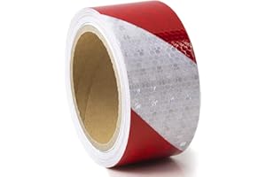 Wekuw Bande Réfléchissante Autocollante, Ruban Avertisseur 5 cm x 10m Rouge et Blanc pour Véhicules, Voitures, Remorques