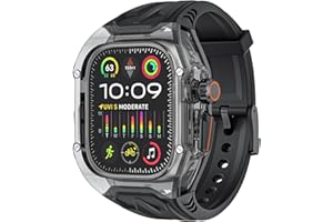 VEVEXIAO Transparent Designer Rugged Case with Band Compatible with Apple Watch Ultra 3/Ultra2 49mm Band,Crystal Clear Military Protective Cover Bumper Tactical iWatch Ultra Strap