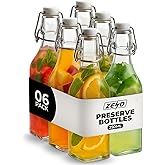 ZENO Clip Top Preserve Bottles - 250ml | Set of 6 Airtight Glass Cruet Dispenser Bottles | Ideal for Home Brewing | Vintage S