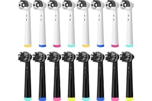 FREZAHN 16er Aufsteckbürsten Kompatibel mit Oral B Elektrische Zahnbürste, 8pcs Weiße Ersatzbürsten, 8pcs Schwarze Zahnbürstenköpfe passend für Precision clean und mehre Modelle…