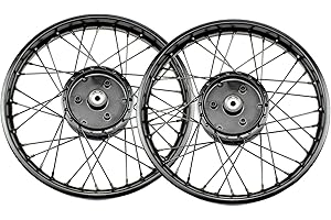 BISOMO Set 2x Speichenrad 1,60 x 16 Zoll schwarz glänzend gepulvert für Simson S50 S51 S63 S70 S83 SR4 KR51 Schwalbe Habicht Star Spatz Sperber Simson Duo