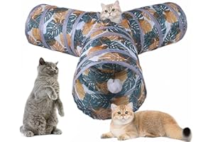 Greyoe Tunelle pour Chat, Type Y Tunnel Chat, Pliable Jouet pour Chat, Jouet Interactif de Labyrinthe de Tunnel de Jeu dintérieur pour Le Repos de Chasse de Peau de Lapin (37x25cm)