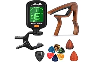 MOREYES Capo de guitare pour guitare acoustique, ukulélé, guitare électrique, basse avec des sélections de guitare en bois tuner capo