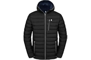 Little Donkey Andy Męska pakowalna lekka kurtka puchowa z kapturem wiatroszczelny płaszcz zimowy z izolacją z recyklingu