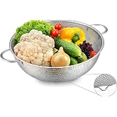Deconox Stainless Steel 22cm Double Handle Basket Strainer, Salad Strainer Fruit Strainer, Pasta Strainer - Stainless Steel Double Ku