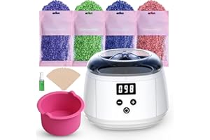 Scaldacera Professionale Elettrico, Urbuti Kit Depilazione Cera 4 Buste di Cera Fornello Scaldacera Elettrico 500ML Termostato 20 Spatole Riscaldatore Ceretta Corpo Braccia Ascelle Bikini