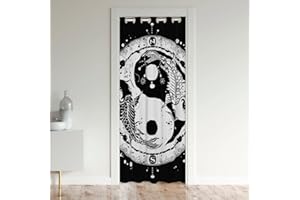 Loussiesd Yin Yang Door Curtain for Doorway Privacy 106x203cm Boho Trippy Art Decorative Door Curtain for Doorway Privacy Home Decor Gossip Koi Couple Fish Chinese Style Black White Window Treatments