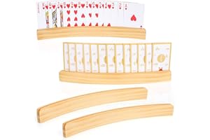Xialvyu 4 Stück Kartenhalter Kinder Holz,Multifunktional Kartenhalter Spielkarten Freisprech Spielkartenhalter aus Holz für Kinder Senioren Erwachsen