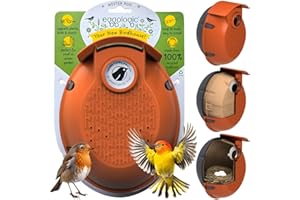 Eggologic Nester Pod - Perch Free Vertical Bird Box for Wild Birds Sparrow and Blue Tit Bird House Bird Houses for Garden Made from 100% Recycled Materials for Strength and Durability – Harvest Orange