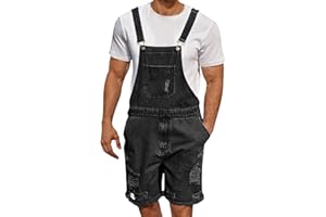 Felcia Denim Overalls for Men Jean Shorts Adjustable Straps Jumpsuit Loose Fit Work Bibs Coveralls with Pockets 2025