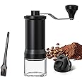 KharWette Portable Coffee Grinder Conical Burr for Espresso French Press Pour Over Double Bearing Internal Adjustment Capacity 25g… (Ceramic Burr)