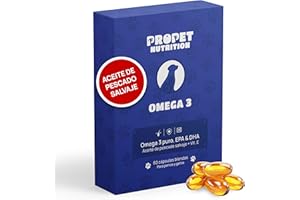 PROPET NUTRITION Omega 3 Perros y Gatos. 100% Aceite de Pescado Puro + Vitamina E. 60 Cápsulas Blandas. Pelaje Brillante y Articulaciones Fuertes. EPA y DHA. Sistema Inmune Resistente. Fabricado en Europa