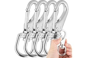 Faneta 3-1/2'' Stainless Steel Swivel Snap Hooks #1 Heavy Duty 3/4'' Swivel Eye - for Scuba Diving, Flagpole Rope, Bird Feeders, Dog Leashes, Bags, Belting, Straps, Luggage, etc - Pack of 4