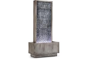 Blumfeldt Imperia Grey Edition - Fontaine de Jardin décorative, Jeux d'eau, Intérieur et extérieur, Pompe de 10 W, Protection IPX8, Câble de 10m, LED, Métal galvanisé, Gris
