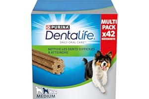 DENTALIFE | DAILY ORAL CARE | Friandises | Pour Chien Adulte de Taille Moyenne | Aide à nettoyer les dents efficacement | Action nettoyante naturelle | Sachet | Lot de 1 x 42 bâtonnets à mâcher