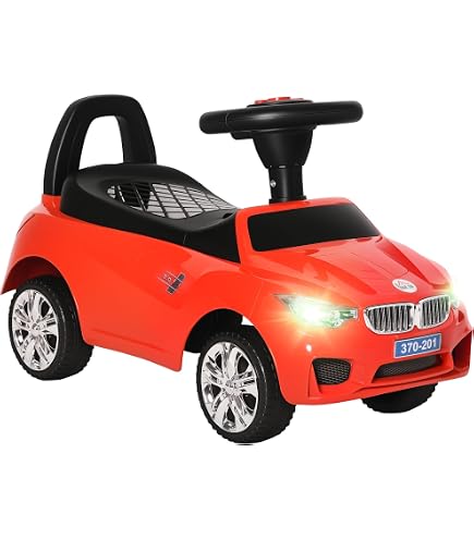 GOPLUS 3 en 1 Voiture Porteur Enfant Maserati avec Poignée Amovible, Barrière de Sécurité et Rangement sous Le Siège, Pousse Pousse à Glisser avec Klaxon&Musique, pour 1,5-5 Ans