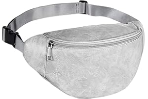Geestock Leather Bumbags for Ladies, Fanny Pack Grey Bum Bag for Men Women Waist Bag with Adjustable Belt for Outdoor Shopping Walking Hiking Running Cycling