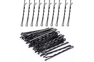 zoerbufan Forcine per capelli, 60 pezzi, a forma di onda, 5,5 cm, in metallo, per bambini, ragazze, parrucchiere (nero)